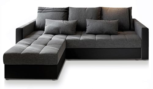 Masseno Ecksofa KOS PIK mit Schlaffunktion L-Form, Sofa mit Bettkasten, Wohnzimmersofa, Couch, Soffa, Bettsofa, Couchgarnitur- Hellgrau, SAWANA 21 + MADRYT 9100