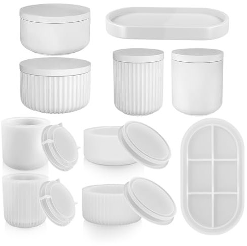 5 Stück Silikonform Vase,4 Vase+1 Paletten,Vase Gießformen Silikon mit Deckel,DIY Vases Resin Formen,Silikonform Blumentopf,Zur Herstellung von Vasen