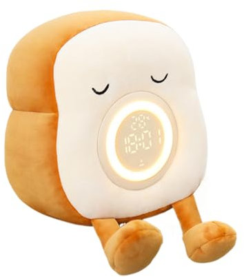 Toast Nachtlicht, Plüsch Toast Nachtlicht & Schreibtischuhr, Multifunktionale Wiederaufladbare Nachttischlampe Mit Handyhalter, Timer Für Mädchen Und