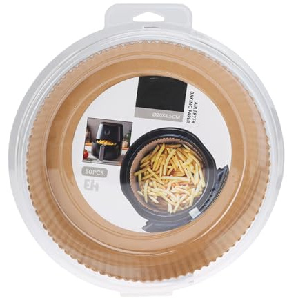 Set mit 50 Backpapier für Airfryer mit Silikonöl, Durchmesser 20 x 4,5 cm, Gewicht 114 g