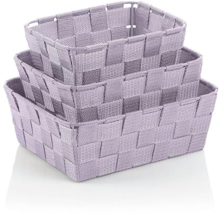 kela Alvaro PP-Korb 3er-Set – lila, Aufbewahrungskörbe aus Kunststoff für Bad, Küche und Haushalt
