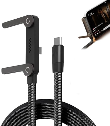 Câble De Charge Basemo Invisible Holder - Rapide 2 En 1 240 W Avec Support Téléphone Pliable Intégré for Les Jeux, La Voiture Et Voyages. Compatible iPhone/Smartphones/Tablettes(C-L*1(FOR8-14))