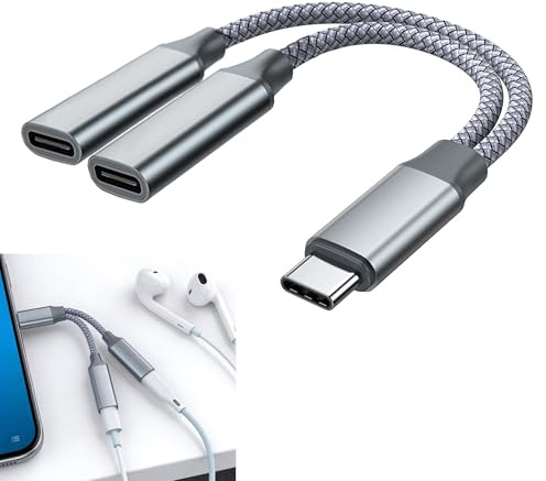 Heyung 2 Port Male to Dual Type C Female Cable Charger Adapter,USB C Splitter 2 Port,2 in 1 USB Y Splitte,Y Splitters Cable for Charging, Type C Double Adapter,for Xbox One,for PS5,Laptop
