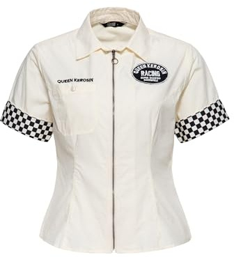 Queen Kerosin Damen Bluse Mit Reißverschluss Super Modified