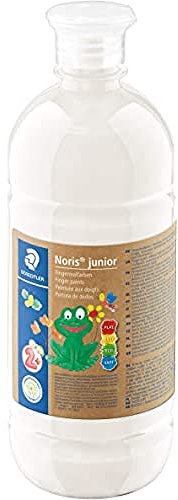 STAEDTLER Fingermalfarbe Noris junior (intensive, lichtechte Farben, leicht mischbar, schnell trocknend, Anwendung auf Papier, Pappe, Holz und Glas/Fenster, Flasche à 750 ml, weiß) 8811-0