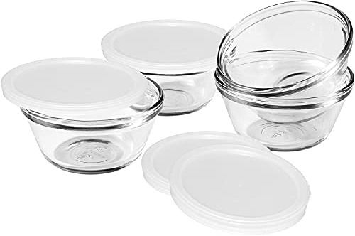 Anchor Hocking 80381L11 4-Piece Pinch Bowl Set with Plastic Lid, Clear