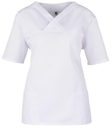 beb Basic Unisex Kasack Kurzarm Weiß 65% Polyester 35% Baumwolle Damen Herren Größe M