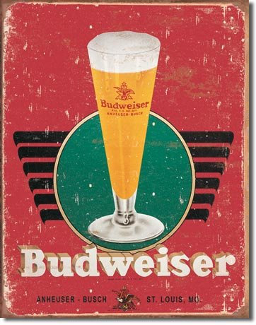 Budweiser Retro Glass metal sign