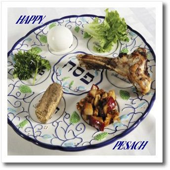 3dRose ht_37364_3 Pesach-Teller mit Pessach-Lebensmitteln, zum Aufbügeln, für weißes Material, 25,4 x 25,4 cm
