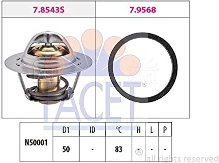 FACET Thermostat Kühlmittel Kühlwasserthermostat mit Dichtung Öffnungstemperatur:83°C für RENAULT MEGANE III Grandtour (KZ0/1) SCÉNIC II (JM0/1) KANGOO (KC0/1) Megane III Schrägheck (BZ0/1) Lodgy (JS)