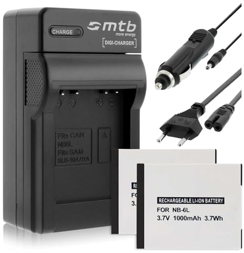 2 Batteries + Chargeur (Auto/Secteur) pour Canon NB-6L / Ixus 85 is, 95 is/Ixy/Powershot S90 S95...Voir liste