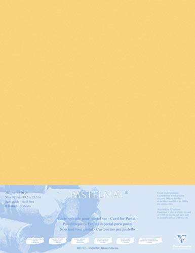 Clairefontaine - Ref 496022C - Pastelmat Mounted Board (5 Sheets) - 1800 Microns - 50 x 70cm - Buttercup Colour - Specially Formulated for Use with Pastels