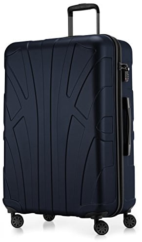 suitline - großer Hartschalen-Koffer Koffer Trolley Rollkoffer XL Reisekoffer, TSA, 76 cm, ca. 96-110 Liter,100% ABS Matt, Dunkelblau