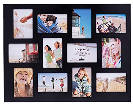 Malden 10 x 15 cm große Collage Bilderrahmen mit 12 Öffnungen, Schwarz