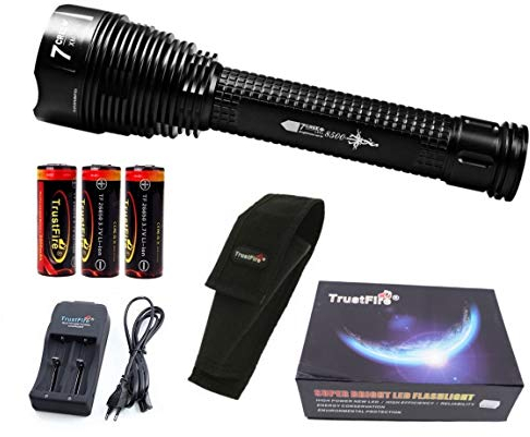 Linterna Trustfire J18 7 Led CREE XML-T6-5000 mAh Trustfire 26650-8500lm / 1 Modo / 3 baterías. Aguardos, vigilancia, caza, linterna de gran alcance (B - Linterna kit alumbrado)