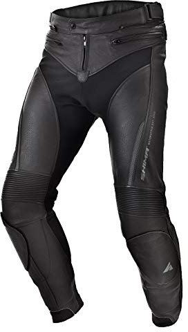 SHIMA CHASE Motorradhose - Leder, Sporthose mit Hüft- und Knieprotektoren, perforiertes Leder, für 2-teilige Kombi (Schwarz, 56)