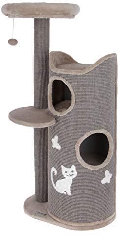 Kerbl Pet Árbol rascador Tiama Pet con contenedor rascador para Gatos pequeños y medianos, Mucha Superficie para afilar Las uñas, Superficie de Descanso acogedora, 56 x 38 x 130 cm, Gris