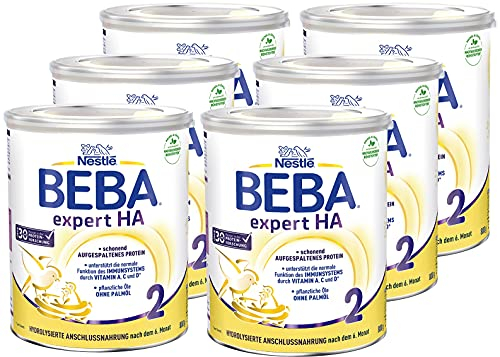 Nestlé BEBA EXPERT HA 2 Hydrolysierte Folgenahrung nach dem 6. Monat, Baby-Milchpulver zur Unterstützung des Immunsystems, 6er Pack (6 x 800g)