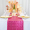ShinyBeauty Pailletten-Tischläufer Rosa 30x275cm Modern Leinen Party Tischläufer für Partys