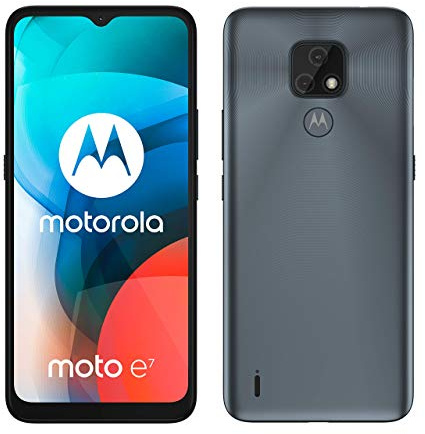 Moto E7 6.5 Inch Max Vision HD+, 48MP dual camera system, 4000 mAH battery, Dual SIM, 2/32GB, Android 10, Mineral Grey (Renewed)