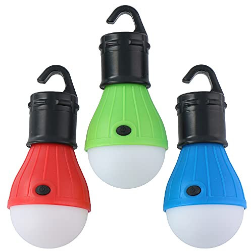 Pack of 3 LED Battery Powered Colourful Flashing Light Bulb Lamps with Hooks