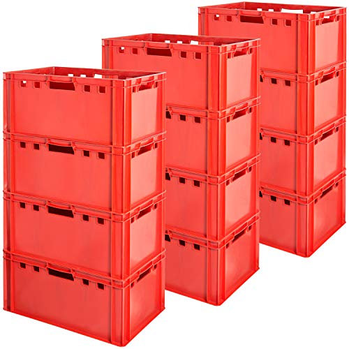 Fleischkiste E3 Fleischkiste Rot Fleischerkiste Fleischkisten Kiste Fleischkiste Eurobox Lebensmittelecht 60 x 40 Metzgerkiste Auswahl Kingpower, Anzahl:12