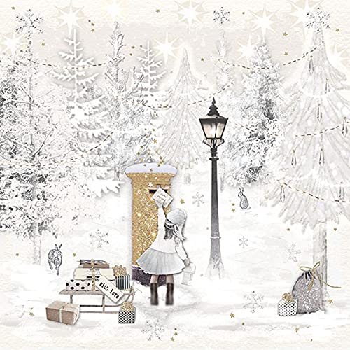 20 Servietten Weihnachtspost | Mädchen| Winter | Weihnachten | Tischdeko 33x33cm