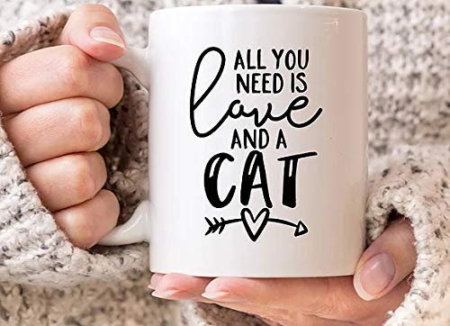 NA Nueva Taza Divertida Todo lo Que Necesitas es Amor y un Gato Taza de café Cerámica Blanca