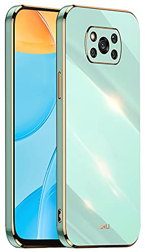 DOINK Schutzhülle für Xiaomi POCO X3 Pro/X3 NFC, Schutzhülle aus TPU-Silikon, bunt und glänzend, mit goldenem Rand, Grün