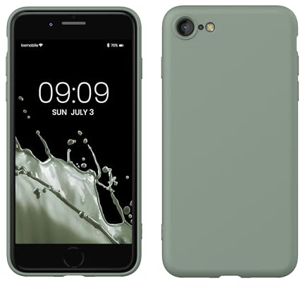 kwmobile Handyhülle für iPhone SE 2022 Hülle/iPhone SE 2020 / iPhone 8 / iPhone 7, für iPhone SE Hülle - Schutzhülle für kabelloses Laden - Case in Graugrün