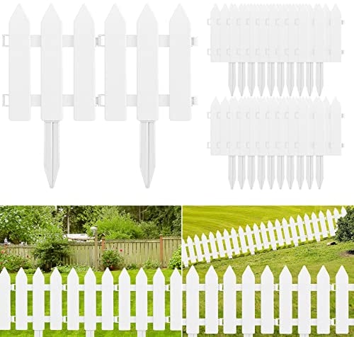 ELECLAND 22 Pezzi Recinzione da Giardino con 22 Inserto, di Plastica Bianca Bordi per Aiuole, Piante, Decorativo per Cortile