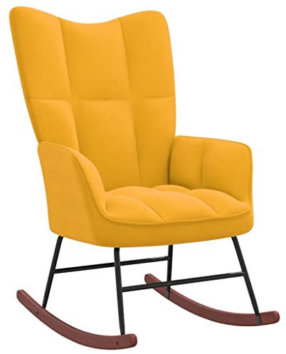 vidaXL Schaukelstuhl Relaxstuhl Schaukelsessel Schwingsessel Ruhesessel Relaxsessel Schwingstuhl Polsterstuhl Polstersessel Sessel Senfgelb Samt