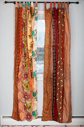Rajbhoomi handicrafts Bunte Vorhänge, lichtfilternd – Boho-Vorhänge, Betthimmel, Wandteppich oder Fensterdekoration, Shree-Paneele, Orange Farbe (84 x 43 Zoll)