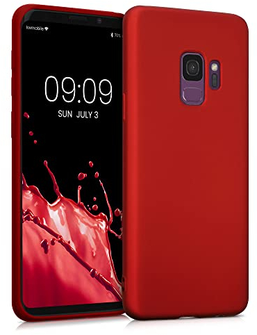 kwmobile Case kompatibel mit Samsung Galaxy S9 Hülle - Schutzhülle aus Silikon metallisch schimmernd - Handyhülle Metallic Dunkelrot