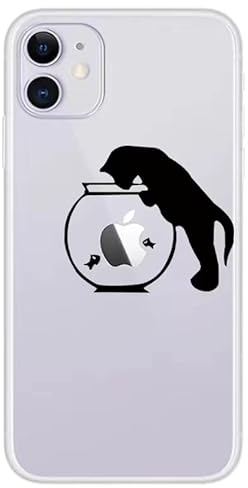 CrazyLemon für iPhone 12 Mini Hüllen klare kreative niedliches Cartoon-Muster weiche TPU-Schutzhülle stoßfest Hülle - Aquarium Katze