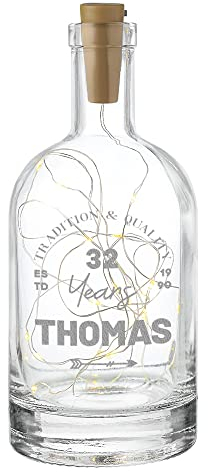 Polar-Effekt Bouteille en Verre avec Guirlande Lumineuse LED – avec Gravure personnalisée – Idée de décoration DIY pour la Maison