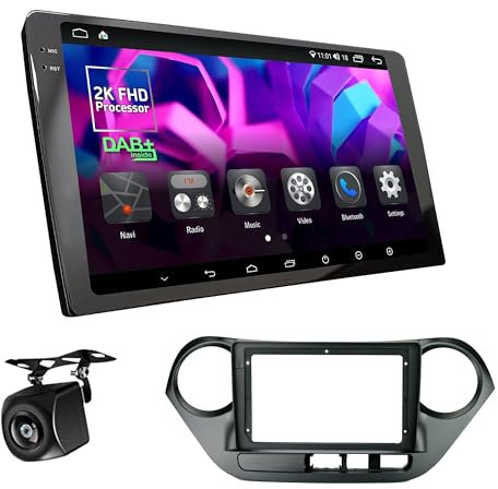 UGAR Android 15 Car Stereo Compatible for Hyundai i-10 2013-2016 9-inch 2K Touchscreen Radio with Wireless CarPlay & Android Auto, 4GB+64GB, Bluetooth, WiFi, DSP, DAB+, GPS Navigation