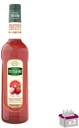 Lot de 3 - TEISSEIRE - Sirop Pamplemousse Rose & Litchi - 70cL