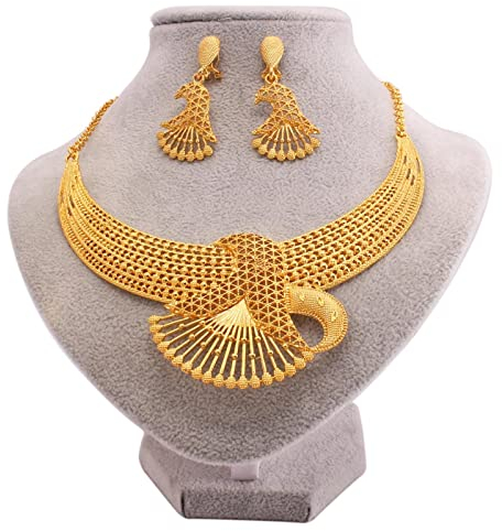 BEDT Dubai Mädchen Schmucksets Pfau Schmuck Halskette Ohrringe Afrikanische Frau Geschenke Set Für Frauen