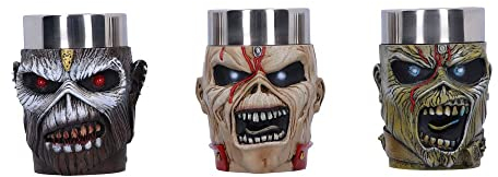 Nemesis Now Iron Maiden Eddie Schnapsglas-Set, 9 cm, Kunstharz mit Edelstahl, mehrfarbig, offizielles Lizenzprodukt von Iron Maiden, Eddie Schnapsbecher-Set, gegossen aus Harz, Edelstahl-Einsatz