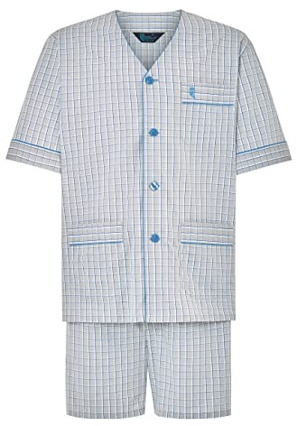 El Búho Nocturno Pigiama Uomo Estivo Manica Corta Classico Tessuto Popeline Senza Collo o Pigiama per Uomo Corto Maglia Confortevole, (Pigiama Popeline Grigio 4530_20), (XL)