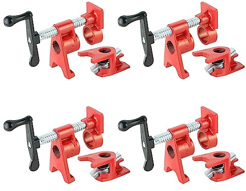 ATPEAM Wood Gluing Pipe Clamp Set | 4 Pack 3/4’’ Heavy Duty Cast Iron Quick Release Pipe Clamps for Woodworking with Unique Foot Design (4, 3/4'')
