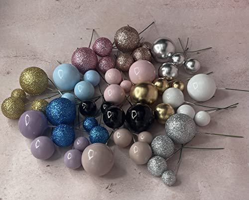Faux Coloured Polystrene Cake Topper Ball Spheres (Silver)