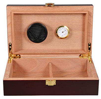 Zigarrenzubehör, Zigarrenschachtel, Zigarettenetui, Zigarrenschrank, Hygrometer und Luftbefeuchter, Zigarren-Humidor, Zedernholz, Klavierlack, großes Fassungsvermögen, Siegel, Herren-Geschenkbox, 2