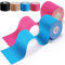 HONYAO Nastro Kinesiologico 2 Rotolo, Kinesio Tape 5cm x 5m, Cerotto Kinesiologico per Ginocchio, Spalla e Gomito, Fisioterapiche Impermeabil Traspiranti, Taping Kinesiologico Blu Rosa