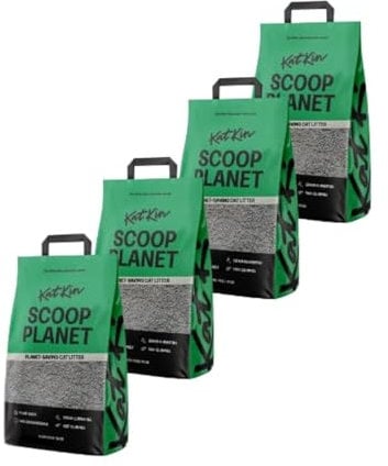 KatKin Scoop Planet Litter (4x4.5kg/12.8L bag): KatKin's upgraded Tofu litter, Plant-Based, 100% Biodegradable, Non-Tracking, Clumping Cat Litter Made With Non-Toxic, Eco-Friendly Pea fibre & Millet