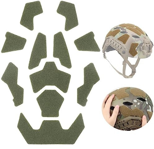 ACEXIER Hochgeschnittener taktischer Fast-Helm Magic Sticker 11 Stück/Satz Fast Helmzubehör Modifizierter Helm Ve1cro Haarige Klebeaufkleber (Green)