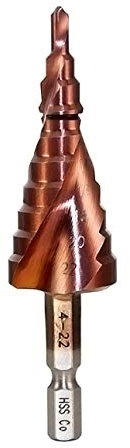 Bohrer, 6–35 mm, Kobalt-Sechskantschaft, Spiralnut, großes Pagodenbohrloch, Reibahle, Bohren, Senken, Schneiden, Vergrößern, Abschrecken von Edelstahl, PCV-Blech ( Color : Spiral Slot , Size : 4 22mm