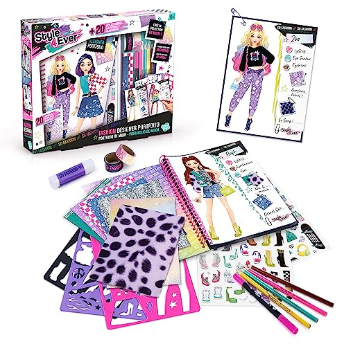 Canal Toys - Style 4 Ever - Fashion Designer Portfolio - Dessine Tes Tenues & Crée Tes Collections - Loisir Créatif avec Tissus Adhésifs, Pochoirs, Stickers Et Feutres -Enfants Dès 6 Ans -OFG 285