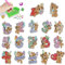 5D Diamond Painting Sticker Set für Kinder, 17 Stück DIY Karikatur Tiermalerei Tiere Diamant Aufkleber Kit [Diamant bilder für kinder] Diamant Malerei Kits für Aufkleber Farbemädchen Junge Geschenk